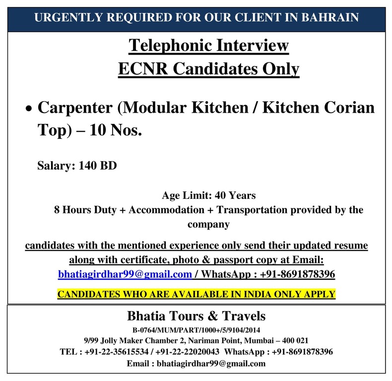 Carpenter (Modular Kitchen / Kitchen Corian Top)