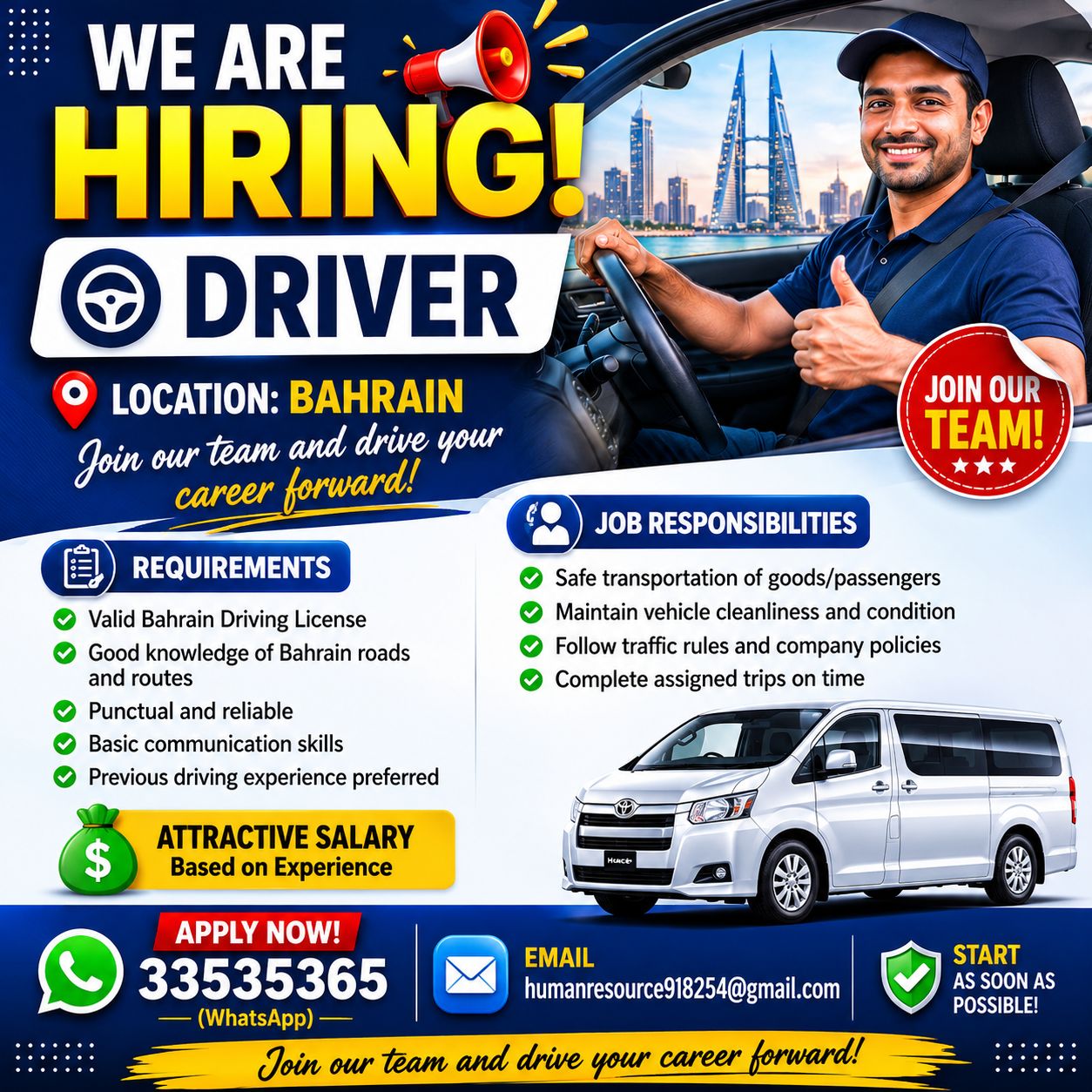  DRIVER VACANCY &ndash; IMMEDIATE HIRING